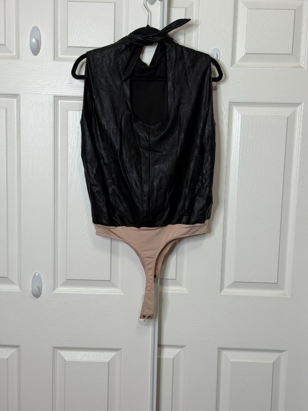Amanda Uprichard Black Pleather Bodysuit NWT- Women's Medium - Picture 3 of 4
